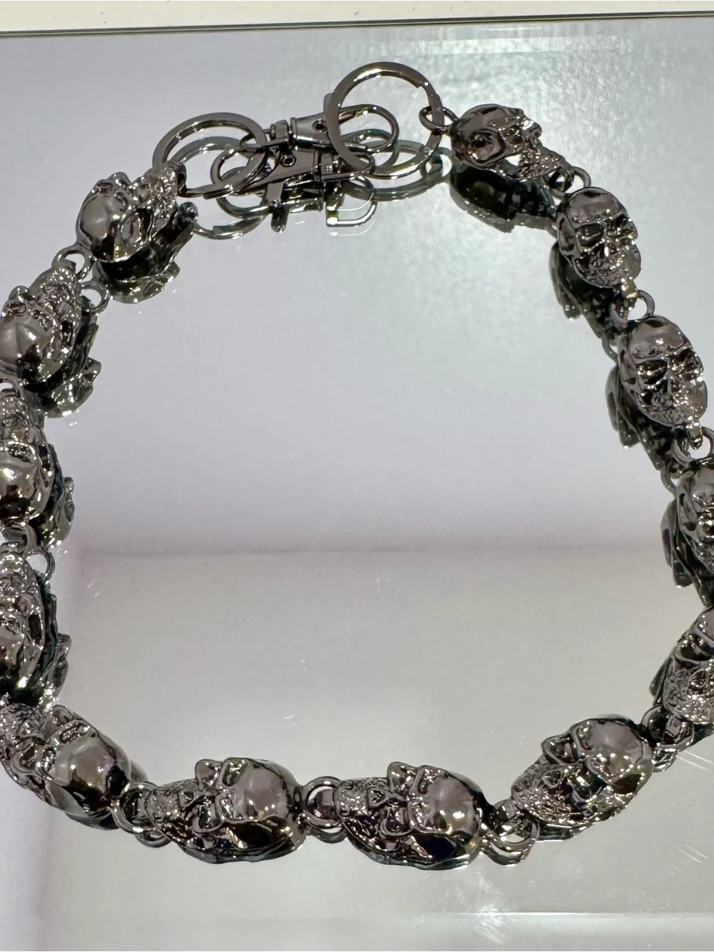 New Gunmetal Skull Bag Chain 18 inches